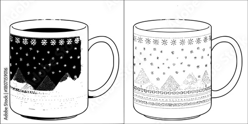 Festive Spirit - 2D Rendered Mug Winter Scenery | Clean, isolated vector art for creative projects.