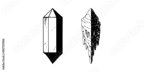 Frozen Fantasy: Crystalline Elegance Black White | Clean, isolated vector art for creative projects.