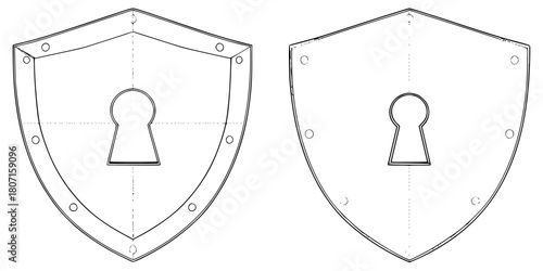 Vintage Vigil: Timeless Shields | Clean, isolated vector art for creative projects.