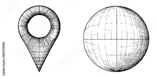 Navigating Unknown: Journey Through Maps Globes | Clean, isolated vector art for creative projects.