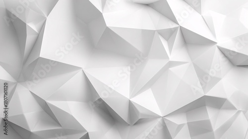 Abstract white geometric low poly background with soft lighting