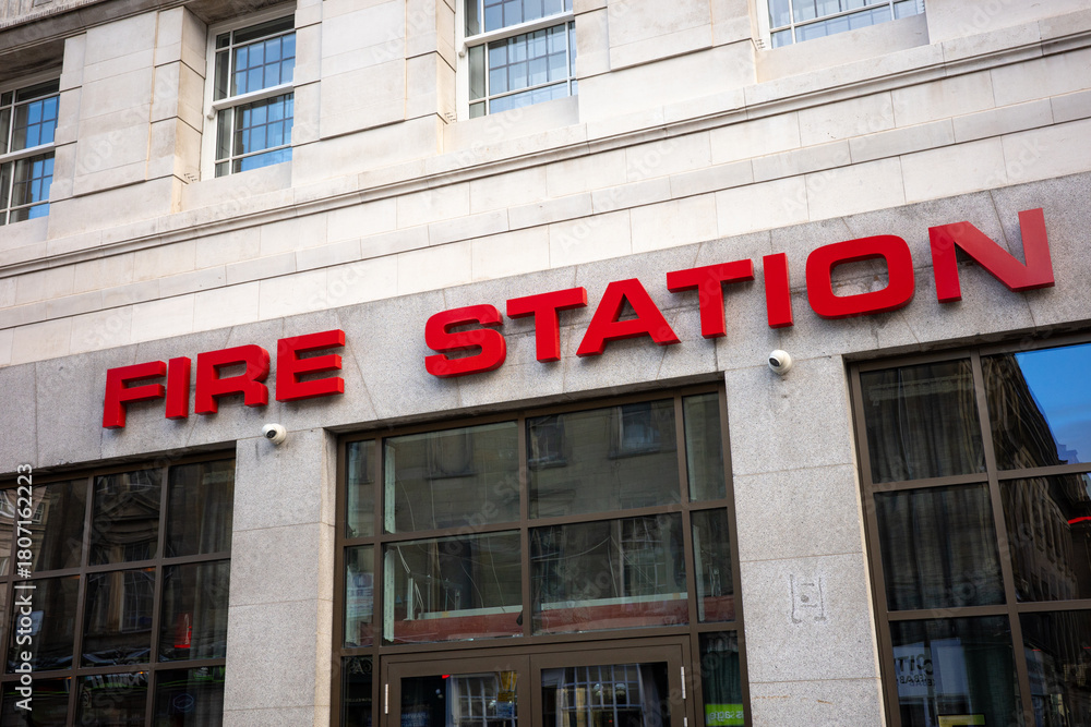 Obraz premium Newcastle upon Tyne UK: 17th Nov 2025: Hotel Gotham exterior. Famous Fire Station on Pilgrim Street converted into luxury hotel