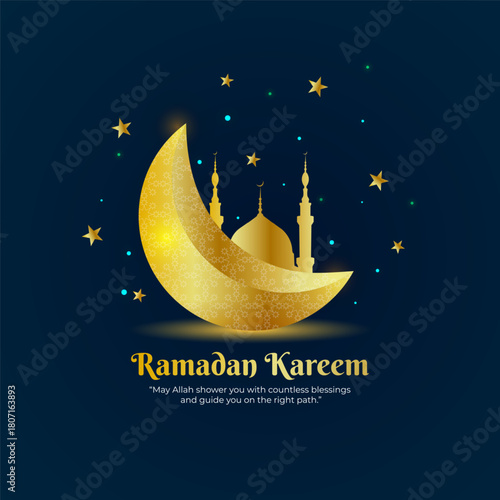 Vector illustration of Ramadan Kareem social media template
