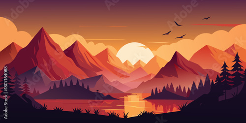 a breathtaking landscape silhouette of tall mounta.svg