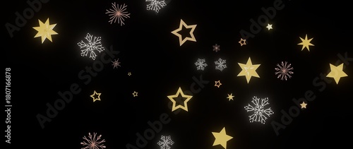 Wallpaper Mural Beautiful winter background with golden stars and snowflakes on a black background. Perfect for holidays. Torontodigital.ca