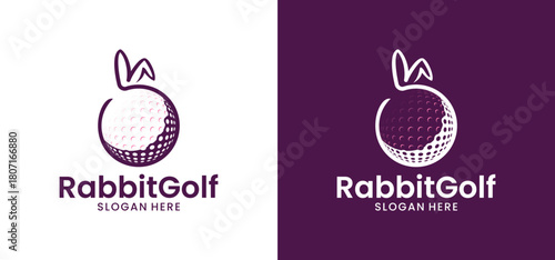 Illustration of a design combining a golf ball with rabbit ears. Vector of a golf ball for a sports club.