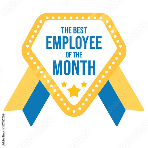 Best employee of the month, Polygon medal,  badge design. vector