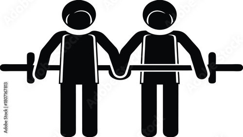 Foosball Players Illustration: Black Silhouette of Two Stick Figures Playing Table Soccer - Vector Graphics                                           