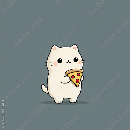 Cute cat with pizza
