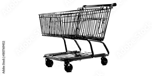 Vintage Shopping Cart: Timeless Symbol Retail History | Clean, isolated vector art for creative projects.