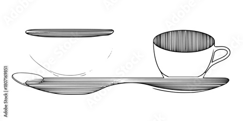 Elegant duo: Timeless tea time tranquility | Clean, isolated vector art for creative projects.