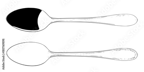 Elegant, Monochromatic Spoon Soup Ladle | Clean, isolated vector art for creative projects.