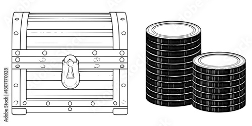 Vintage Treasure Chest Collection: Timeless Adventure | Clean, isolated vector art for creative projects.