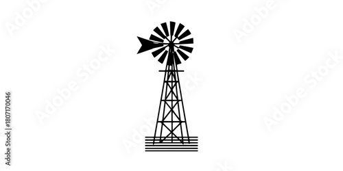 Timeless Silhouette: Classic Windmill Emblem | Clean, isolated vector art for creative projects.