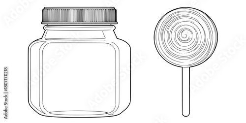 Elegant Vintage Confectionery Jar Lollipop Illustration | Clean, isolated vector art for creative projects.
