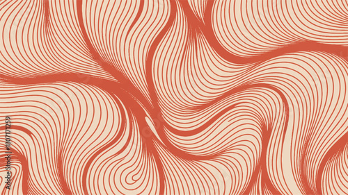 Abstract seamless pattern design with flowing terracotta wavy lines creating a fluid and organic texture background for modern graphics