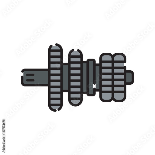 

gearbox black line icon. Vector isolated element