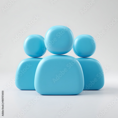 Cheerful light blue abstract person figures on a subtle grey background, symbolizing community and user engagement