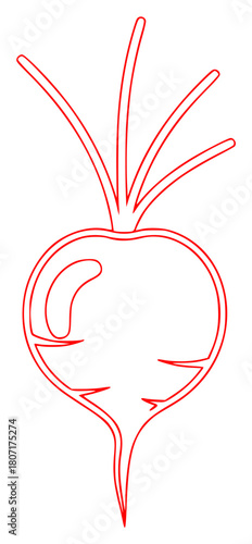 A simple line drawing of a beetroot, beet, drawing, illustration, insect, line, outline, speech bubble, against transparent background