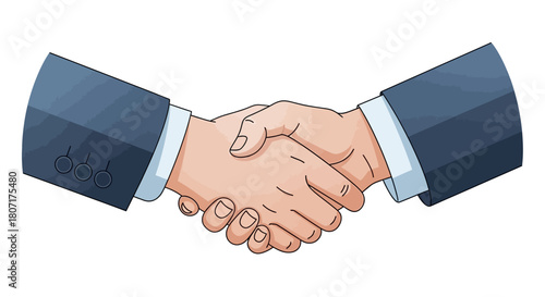 Handshake illustration symbolizing agreement, partnership, and successful business deal completion