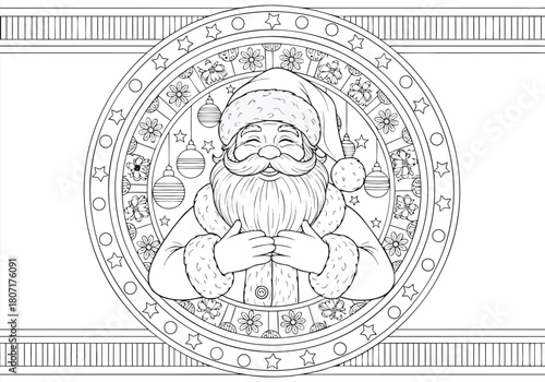 Festive Santa Claus Portrait Outline for Engaging Holiday Coloring Pages and Creative Activities