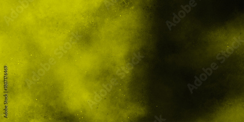 Powder dust smoke on color background beige with grunge texture . Yellow Fog or smoke color isolated background for effect . Watercolor paper textured aquarelle canvas for modern creative design. 