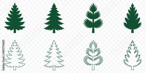 Pine trees horizontal pattern. christmas tree vector set. Christmas fir trees vector icon set illustration. eps 10