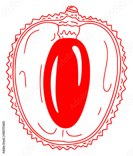 A close-up illustration of a fruit, specifically a chestnut, cream, cupcake, frosting, icing, illustration, muffin, pastry, treat, against transparent background