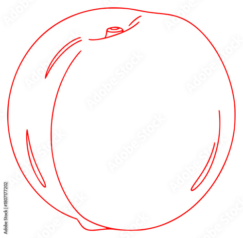 A simple line drawing of an apple, apple, apricot, draw, drawing, fruit, illustration, nectarine, outline, peach, plum, against transparent background