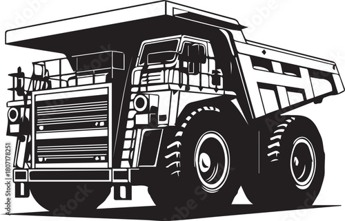 Heavy mining dump truck isolated vector illustration artwork