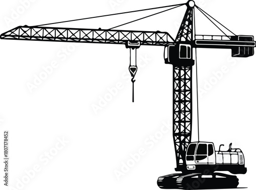 Construction crane vector graphic isolated on a white background