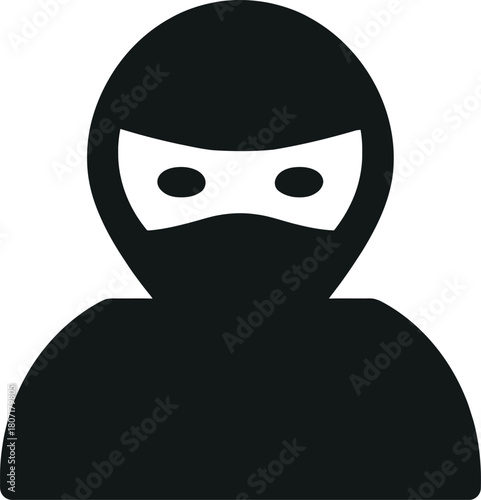 A black icon representing a thief, criminal, or anonymous person wearing a mask, suitable for security, crime, or privacy concepts.