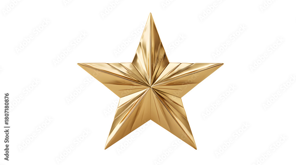 Fototapeta premium Golden five-pointed star symbol isolated on white background