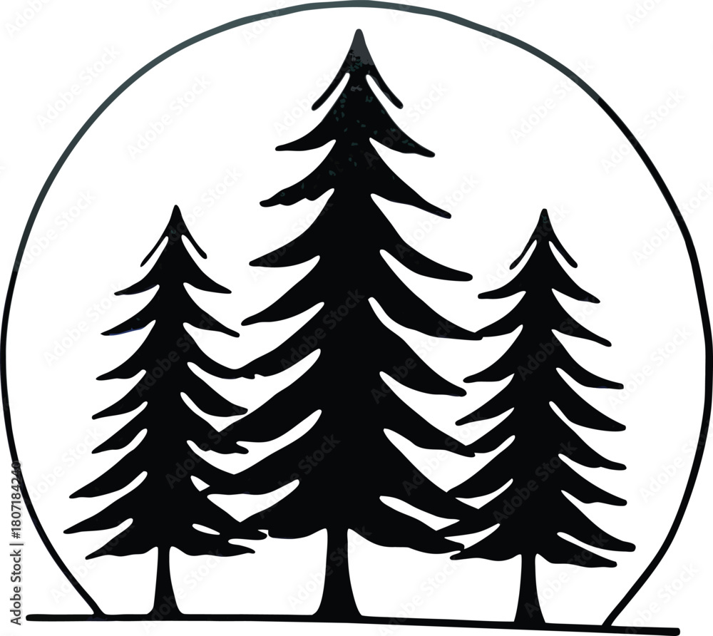 Obraz premium set of pine trees