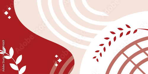 Abstract organic shapes and botanical elements in warm earthy tones with a modern minimalist aesthetic