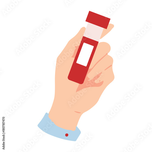 Hand Holding a Blood Test Tube Medical Examination and Analysis Concept Illustration