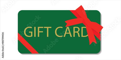 Gift card or gift certificate with bow, isolated on white background. Gift card design template