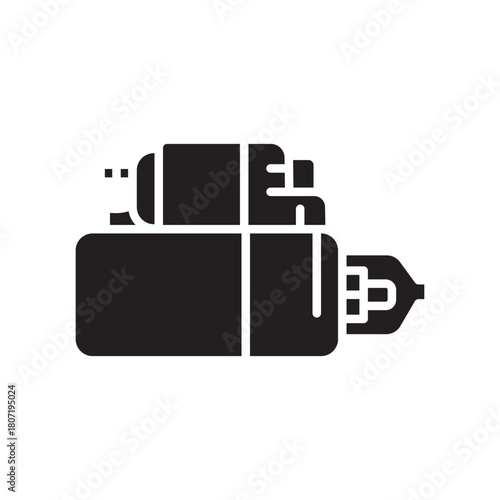 starter black line icon. Vector isolated element