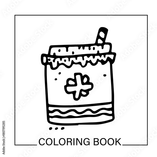 Coloring Book Illustration of Iced Beverage with Straw A Doodle Design for Creative Activities
