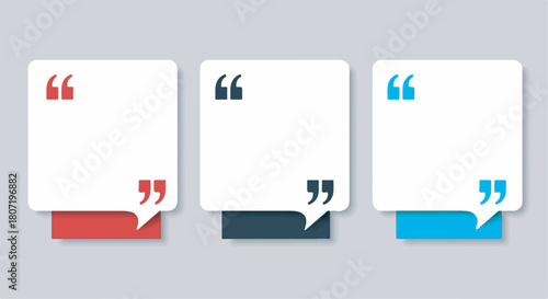Modern Quote Box Templates with Quotation Marks for Testimonials and Speech Bubbles Design Elements