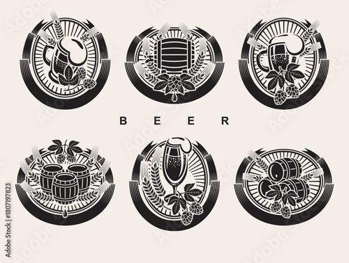 Beer labels and icon set. Collection icon beer. Vector