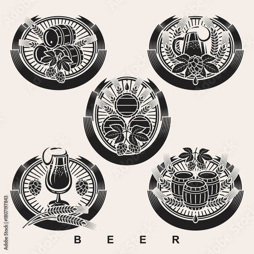 Beer labels and icon set. Collection icon beer. Vector