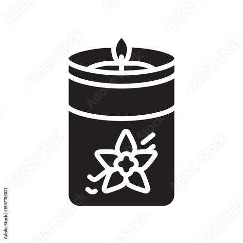 Scented candle black line icon. Vector isolated element