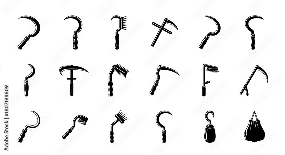 Obraz premium Collection of vintage farm tools perfect for historical designs and agricultural themes