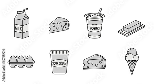 Dairy delight with milk, cheese, yogurt, butter, eggs, cream, and ice cream collection