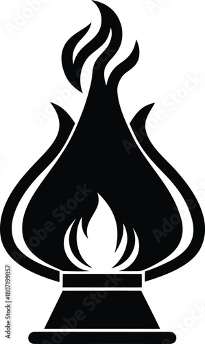 Natural gas flame icon on a burner showing combustion and energy source