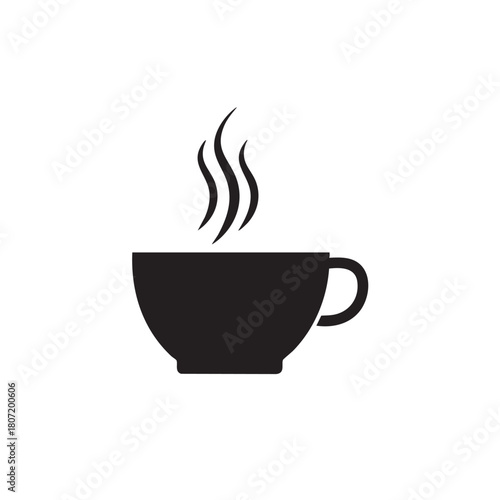 Black silhouette of a teacup with hot drink