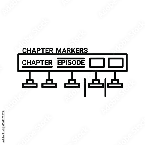 Chapter markers icon for video or podcast episodes, isolated on