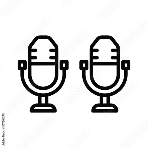 Two podcast microphones icon, isolated on