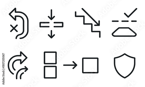 Dark minimalist set of navigation and modification icons